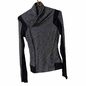 Lululemon Gray black Side Zip Jacket Full Zip Tight Size 4